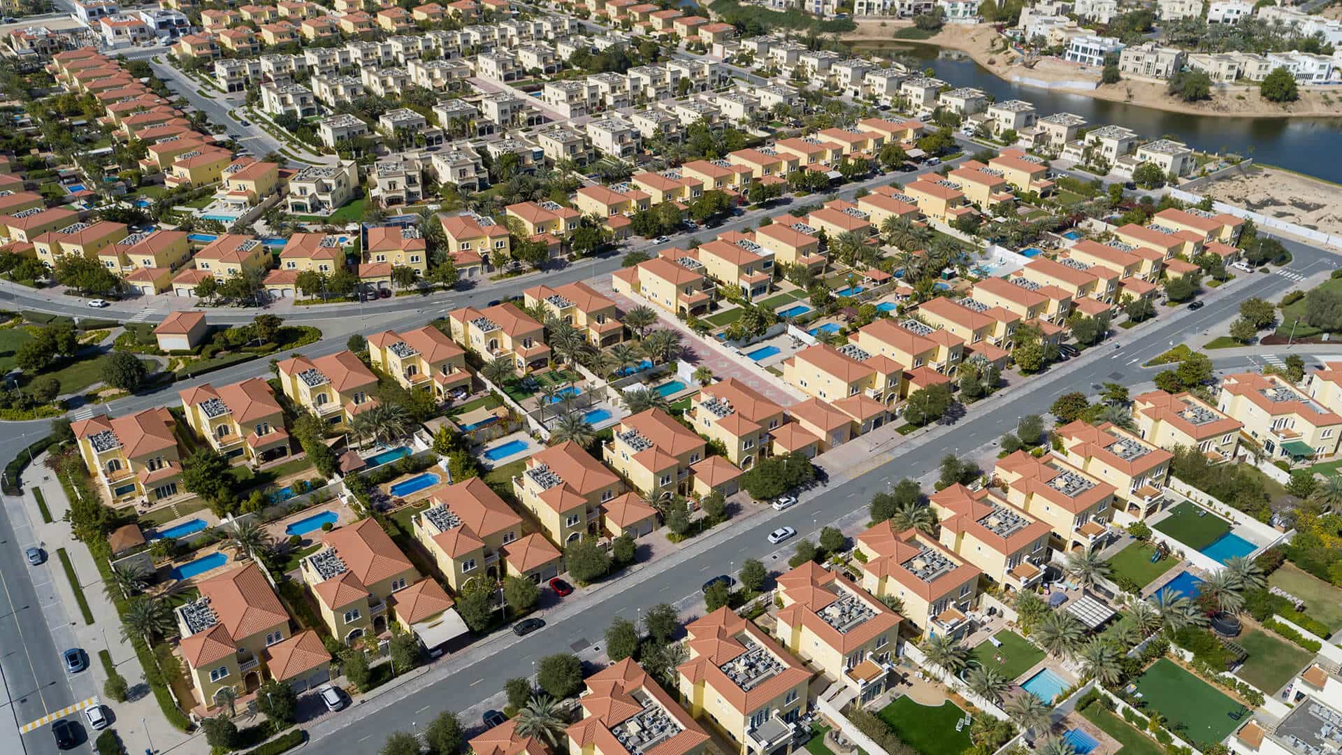 Aerial view of a Dubai villa community